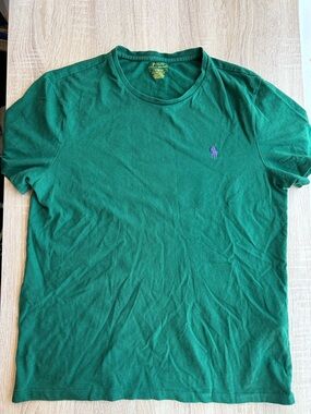 Ralph Lauren Green Short-Sleeve Crew Tee with Purple Pony